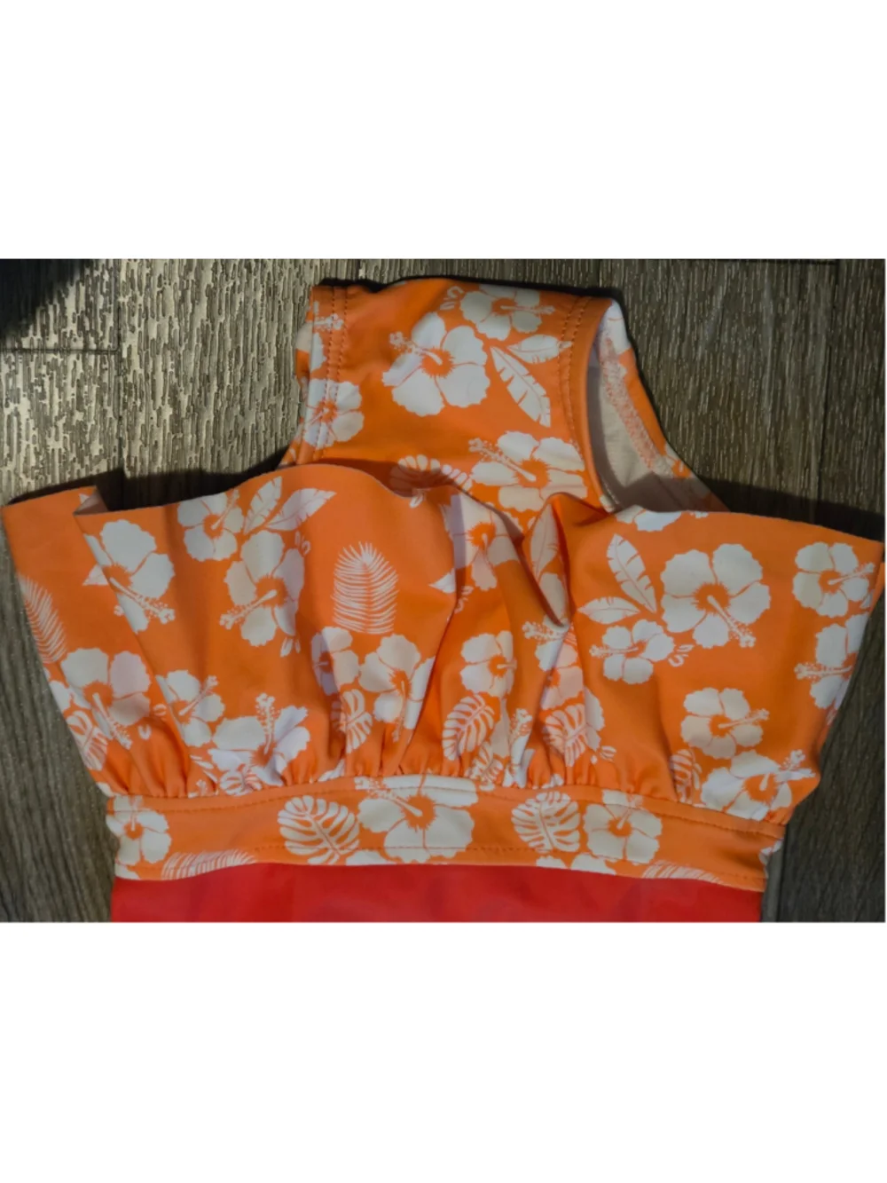 Baby Girl RuffleButts One Piece Swimsuit 3-6 Months Orange Red Floral Moana